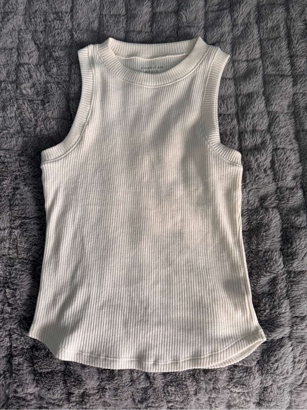 American Eagle Outfitters Ivory Ribbed Tank